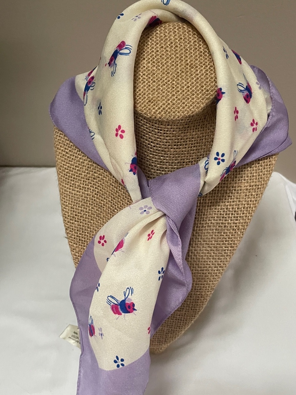 Vintage Lavender & Cream Floral Bee Scarf